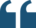 A large blue quotation mark symbol, oriented to the left.