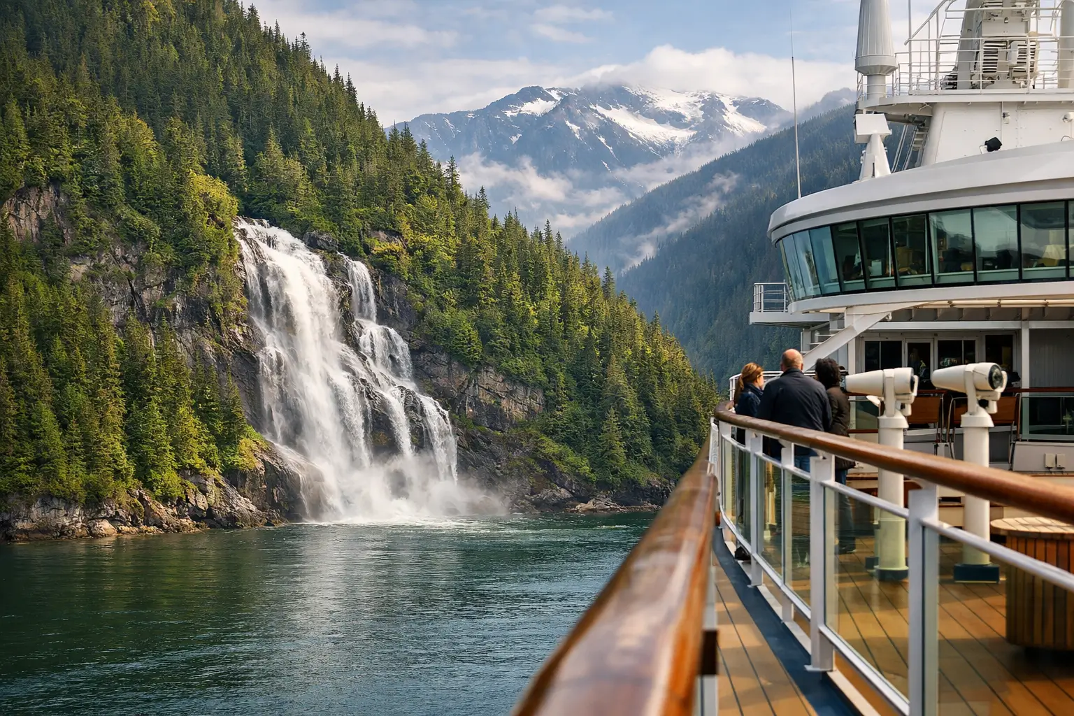 See Alaska Waterfalls From the Ship Inside Passage